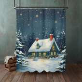 Peaceful Cabin Christmas Shower Curtain Duschvorhang