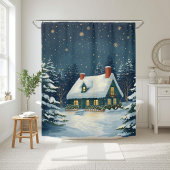 Peaceful Cabin Christmas Shower Curtain Duschvorhang