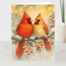 Peaceful Cardinals in Winter Karte