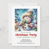 Peaceful cartoon snowman invite holiday printable einladung (Vorderseite)
