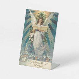 Peaceful Christmas Angel Pedestal Sign Sockelschild