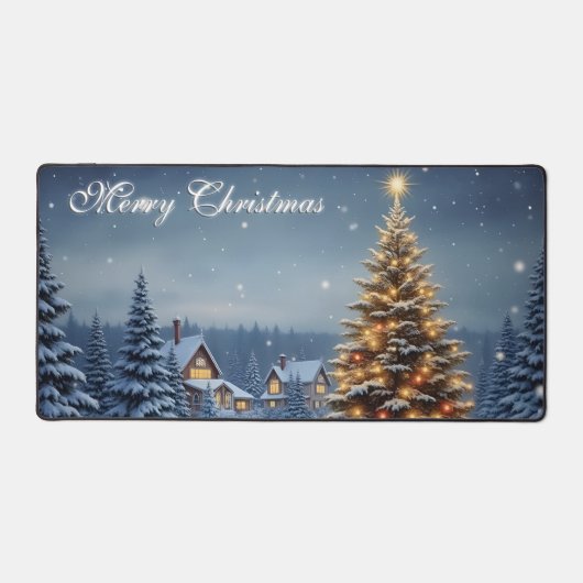 Peaceful Christmas Village with Lights Schreibtischunterlage (Vorderseite)