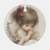 Peaceful Devotion with Custom Name Ornament Aus Glas (Vorderseite)