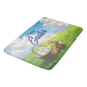 Peaceful Easter Spring Meadow Bunny & Egg Basket Badematte (Schrägansicht)
