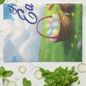 Peaceful Easter Spring Meadow Bunny & Egg Basket Geschirrtuch (Gefaltet)
