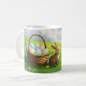 Peaceful Easter Spring Meadow Bunny & Egg Basket Kaffeetasse (Vorderseite Links)