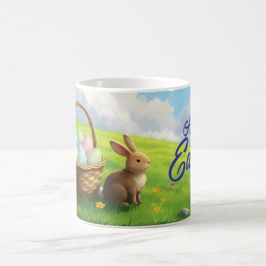 Peaceful Easter Spring Meadow Bunny & Egg Basket Kaffeetasse (Mittel)