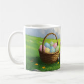 Peaceful Easter Spring Meadow Bunny & Egg Basket Kaffeetasse (Links)