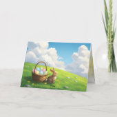 Peaceful Easter Spring Meadow Bunny & Egg Basket Karte (Rückseite)