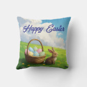 Peaceful Easter Spring Meadow Bunny & Egg Basket Kissen (Rückseite)