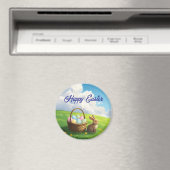 Peaceful Easter Spring Meadow Bunny & Egg Basket Magnet (In Situ (Geschirrspüler))