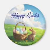Peaceful Easter Spring Meadow Bunny & Egg Basket Magnet (Vorne)