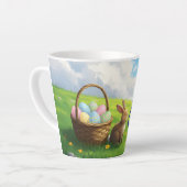 Peaceful Easter Spring Meadow Bunny & Egg Basket Milchtasse (Linke Ecke)