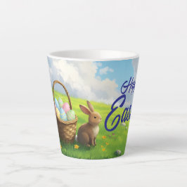 Peaceful Easter Spring Meadow Bunny & Egg Basket Milchtasse