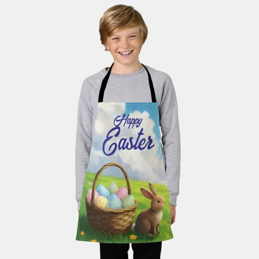 Peaceful Easter Spring Meadow Bunny & Egg Basket Schürze (Getragen)