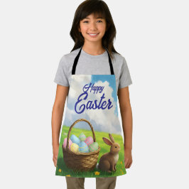 Peaceful Easter Spring Meadow Bunny & Egg Basket Schürze