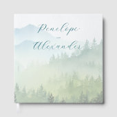 Peaceful Green Watercolor Forest Landscape Gästebuch (Vorderseite)