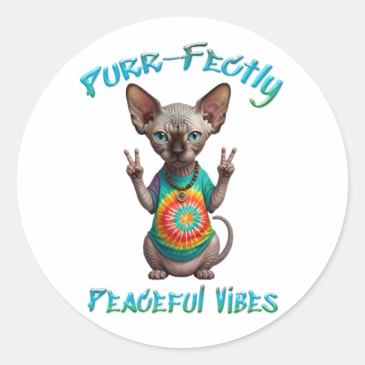 Peaceful Hippie Boho Kitten Vibes Runder Aufkleber (Vorderseite)