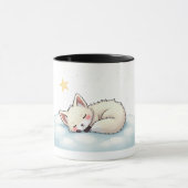 Peaceful Kawaii Arctic Fox Starry Night Winter Tasse (Zentrum)