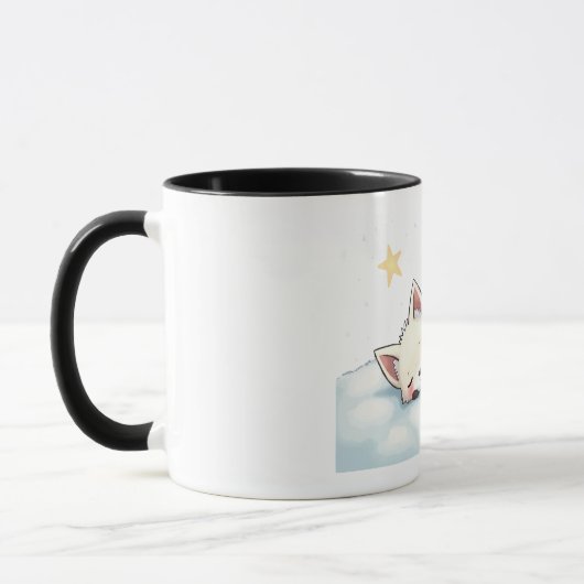 Peaceful Kawaii Arctic Fox Starry Night Winter Tasse (Links)
