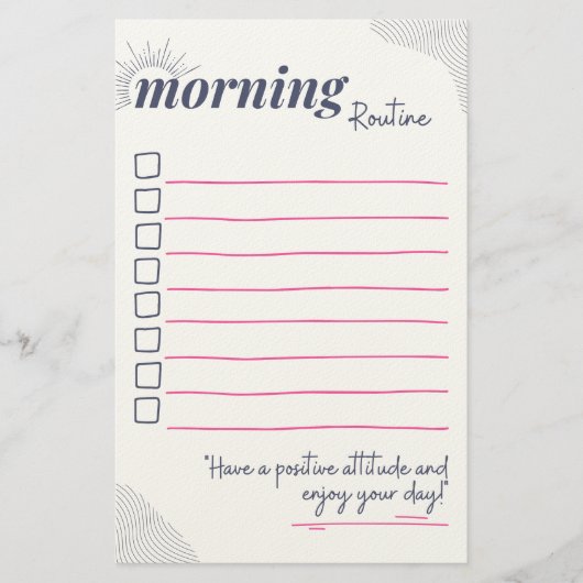 Peaceful Morning Routine Checklist Art Briefpapier (Vorderseite)