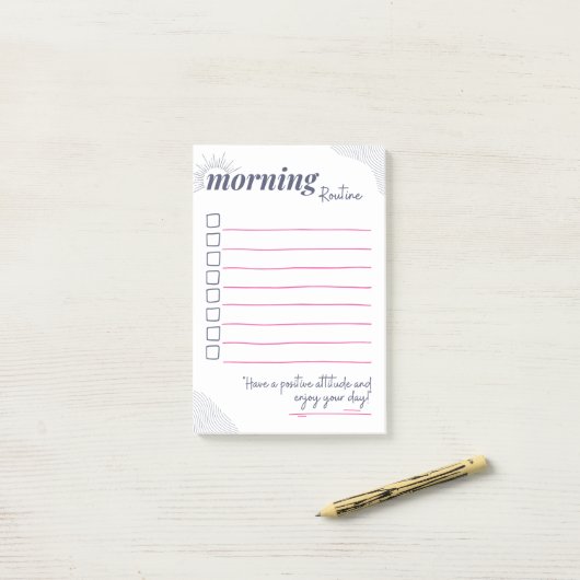 Peaceful Morning Routine Checklist Art Post-it Klebezettel (Auf Schreibtisch)