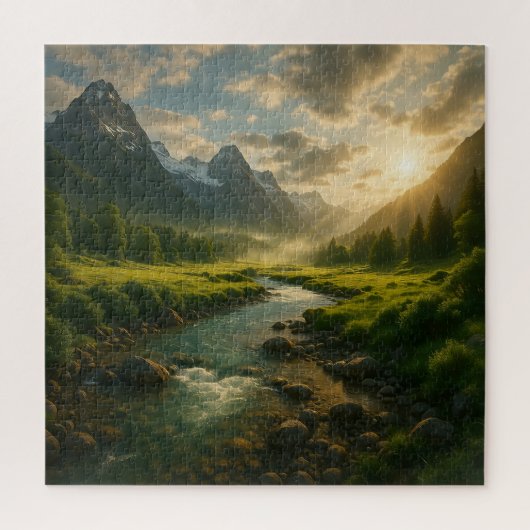Peaceful Mountain River Landscape Jigsaw Puzzle (Vertikal)