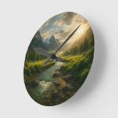 Peaceful Mountain River Landscape Nature Clock Runde Wanduhr (Winkel)