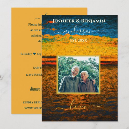 Peaceful Ocean Wedding Vow Renewal  Einladung (Vorne/Hinten)