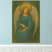 Peaceful Prayer Angel – Golden Halo White Wing Gua Leinwanddruck (Insitu (Holzboden))