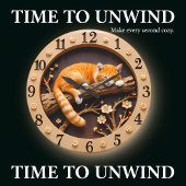 Peaceful Sleeping Orange Tabby Cat Große Wanduhr