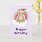 Peaceful Sloth Meditating Quietly Birthday Karte (Gelbe Blume)