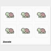 Peaceful Turtle – Cute Kawaii Animal Illustration Quadratischer Aufkleber (Blatt)