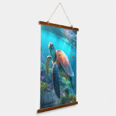 Peaceful Turtle Design Wall Decor Hanging Tapestry Wandteppich Mit Holzrahmen (Gewinkelt)