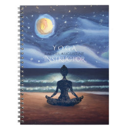 Peaceful Yoga Meditation Moonlight Sky Ocean Beach Notizblock