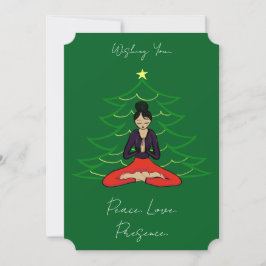 Peaceful Yogi by Christmas Tree Feiertagskarte