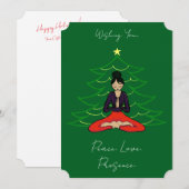 Peaceful Yogi by Christmas Tree Feiertagskarte (Vorne/Hinten)