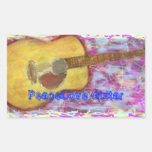PeaceLove Guitar Rechteckiger Aufkleber
