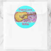 PeaceLove Guitar Runder Aufkleber (Tasche)