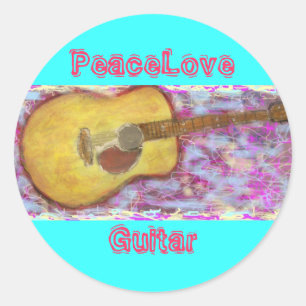 PeaceLove Guitar Runder Aufkleber