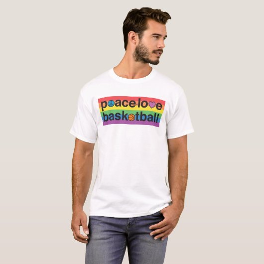 PeaceLoveBasketball PRIDE Unisex T - Shirt (weiß) (Vorne ganz)