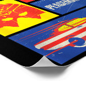 Peacemaker Sign, Shield, Helmet And Car Poster (Ecke)