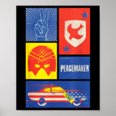 Peacemaker Sign, Shield, Helmet And Car Poster (Vorne)
