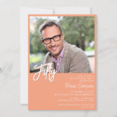 Peach 50. Geburtstag Foto Einladung (Vorderseite)