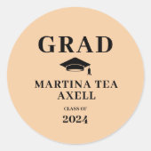 Peach Abschluss Runder Aufkleber (Vorderseite)