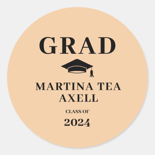 Peach Abschluss Runder Aufkleber (Vorderseite)