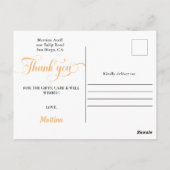 Peach Abschluss Vielen Dank Foto Postkarte (Rückseite)