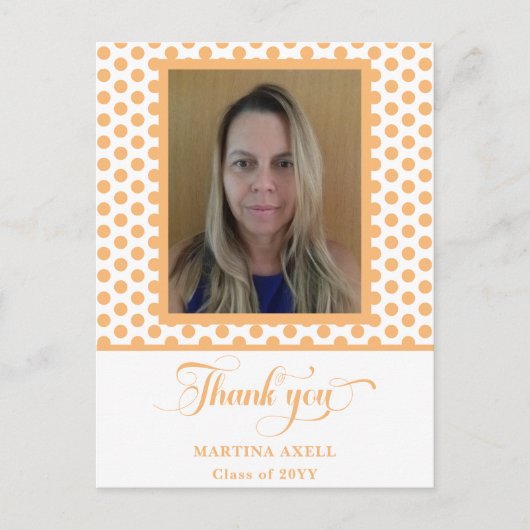 Peach Abschluss Vielen Dank Foto Postkarte (Vorderseite)