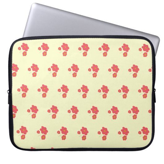 Peach abstract floral laptop sleeve (Vorderseite)