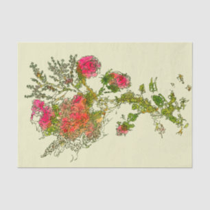 Peach Abstrakt Rose Floral Decoupage Seidenpapier